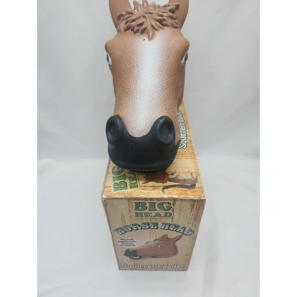 Big Head Horse Head Squirrel Feeder Plastic Brown Hanging